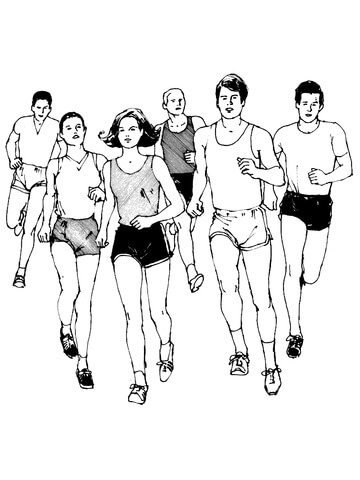 marathon runners coloring page